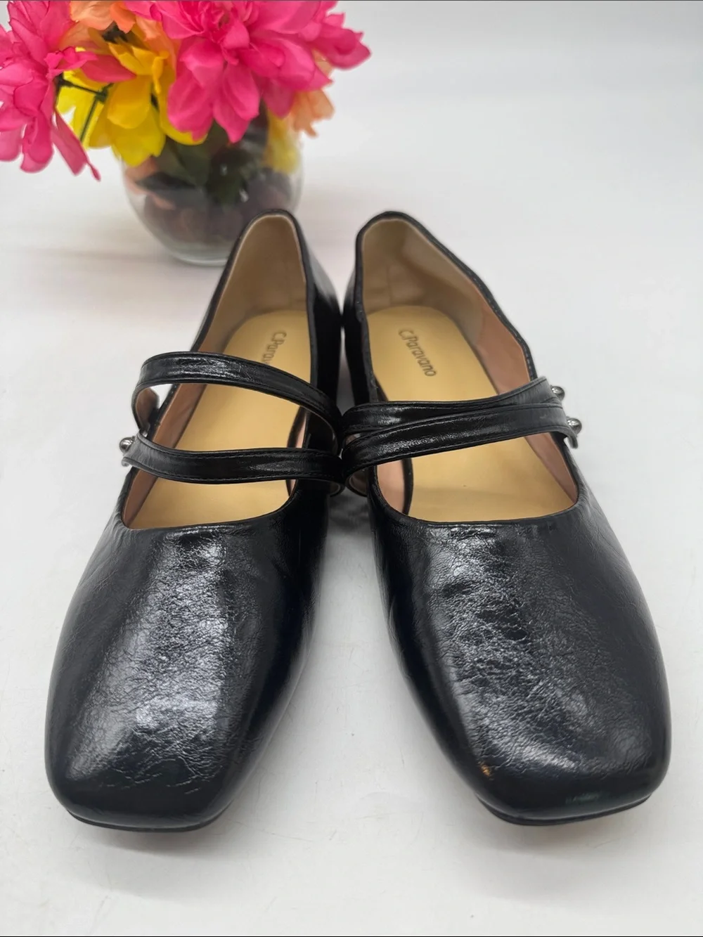 C. Paravano Charming Black Mary Jane Flats by BFL10114E